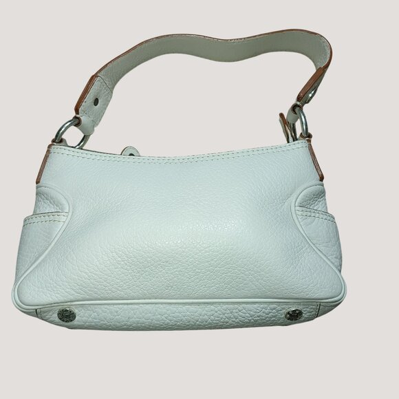 Michael Kors White Leather Shoulder Bag Accents Silver Hardware Crossbody Hoops - Picture 4 of 10